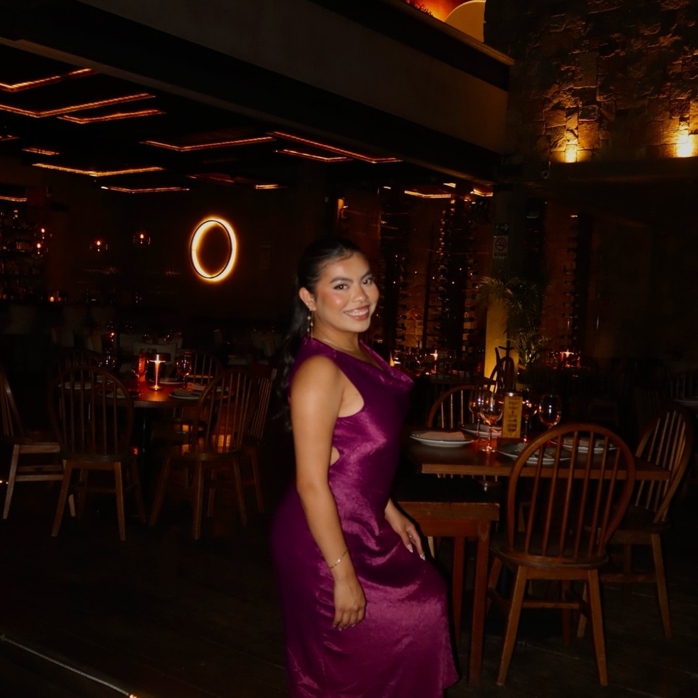 ZARA Purple Satin Dress OPEN BACK